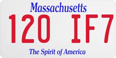 MA license plate 120IF7