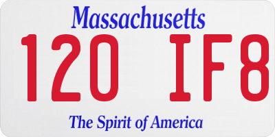 MA license plate 120IF8