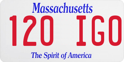 MA license plate 120IG0