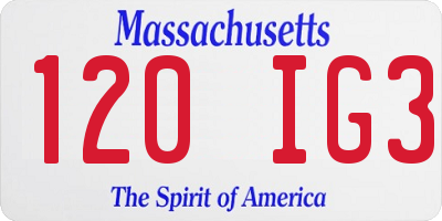MA license plate 120IG3