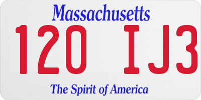 MA license plate 120IJ3