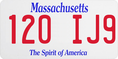 MA license plate 120IJ9