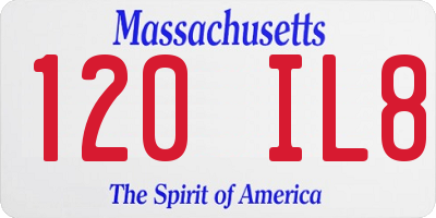 MA license plate 120IL8