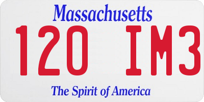 MA license plate 120IM3