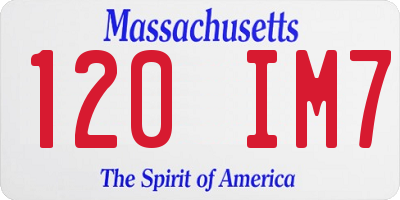 MA license plate 120IM7