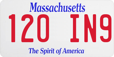 MA license plate 120IN9