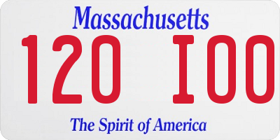 MA license plate 120IO0