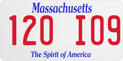 MA license plate 120IO9