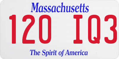 MA license plate 120IQ3