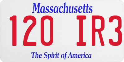MA license plate 120IR3