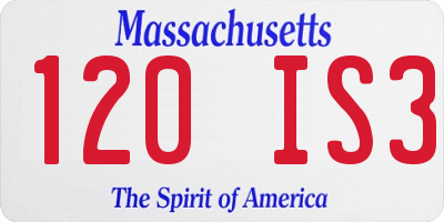 MA license plate 120IS3