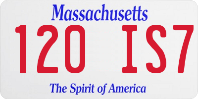MA license plate 120IS7