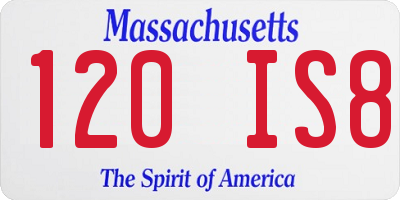 MA license plate 120IS8