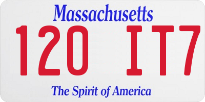 MA license plate 120IT7