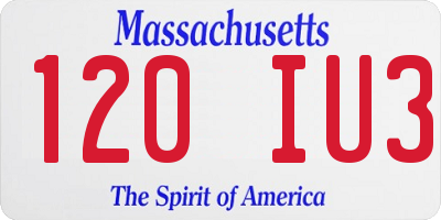 MA license plate 120IU3