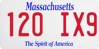 MA license plate 120IX9