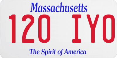 MA license plate 120IY0