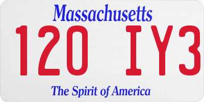 MA license plate 120IY3