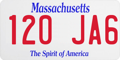 MA license plate 120JA6