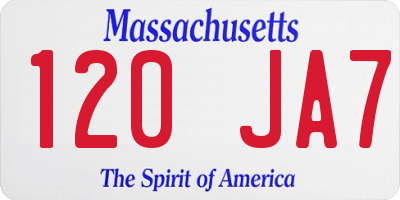 MA license plate 120JA7