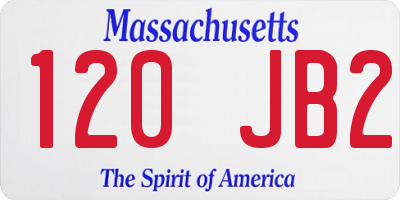 MA license plate 120JB2