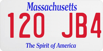 MA license plate 120JB4