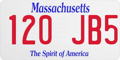 MA license plate 120JB5