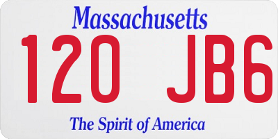 MA license plate 120JB6