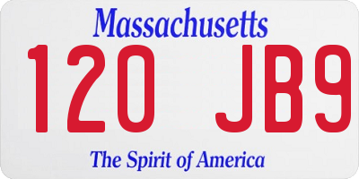 MA license plate 120JB9