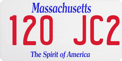 MA license plate 120JC2