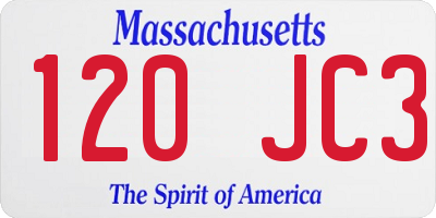 MA license plate 120JC3