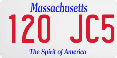 MA license plate 120JC5