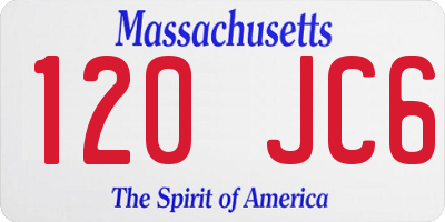 MA license plate 120JC6