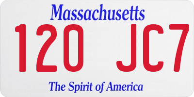 MA license plate 120JC7