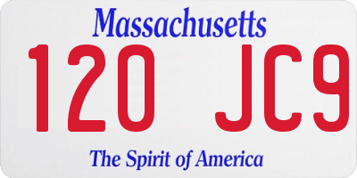 MA license plate 120JC9