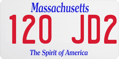 MA license plate 120JD2