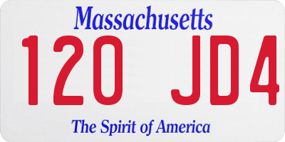 MA license plate 120JD4