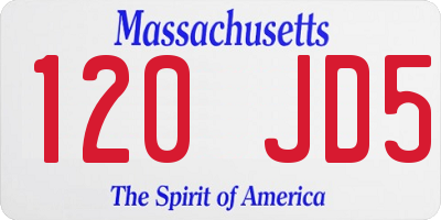 MA license plate 120JD5