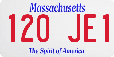 MA license plate 120JE1