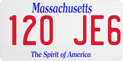 MA license plate 120JE6