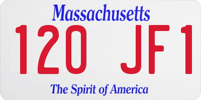 MA license plate 120JF1