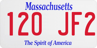 MA license plate 120JF2