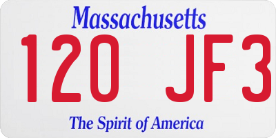 MA license plate 120JF3