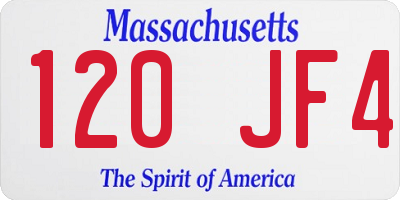 MA license plate 120JF4