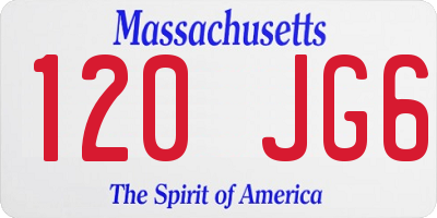 MA license plate 120JG6