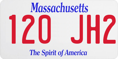 MA license plate 120JH2