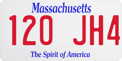 MA license plate 120JH4