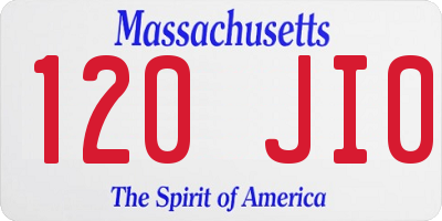 MA license plate 120JI0