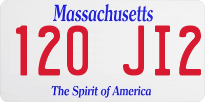 MA license plate 120JI2