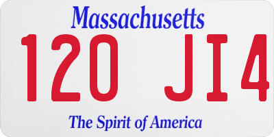 MA license plate 120JI4